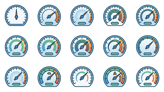 Collection of Speedometer and Fuel Gauge Icons