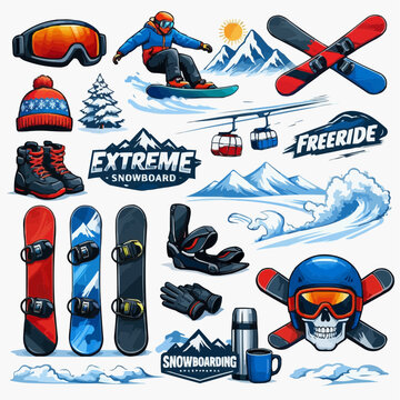 Extreme Snowboarding Gear and Action Set  