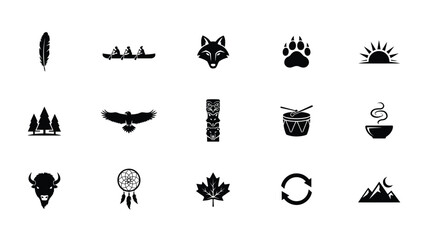 Indigenous heritage symbols and traditional native american cultural elements collection. © Shovon