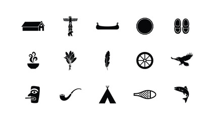 Native american tradition and symbols with various elements including totem and animals. © Shovon