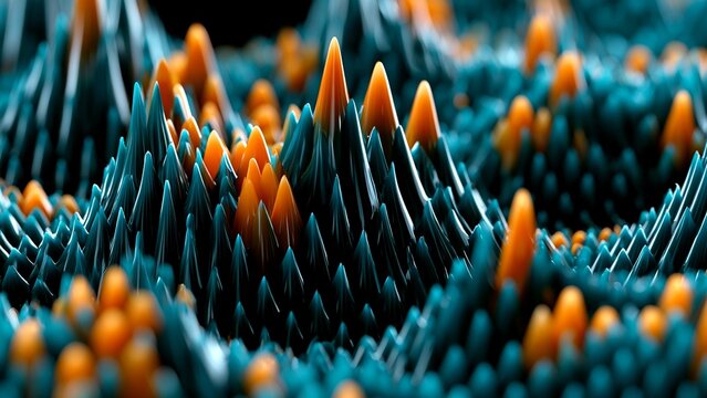 Teal Orange Sharp Peak Wave Abstract Background