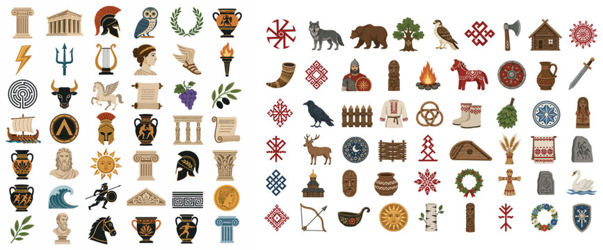 Vsai greek mythology and slavic folklore ancient historic symbols