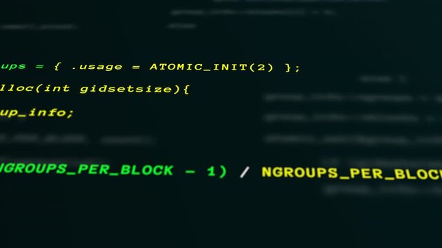 Dark terminal console interface displaying secure code syntax and back-end programming database information.