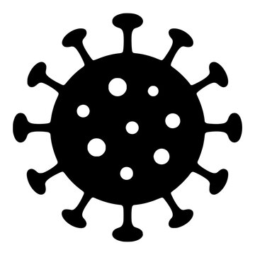 Virus Germ Shape with Spikes, Black Vector Icon for Computer Virus, Malware and Cyber Threat