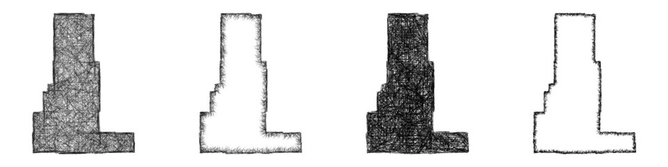 Fototapeta premium Black and white sketch Park County (Montana) outline map design set