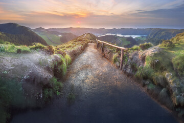 Fototapeta premium Sao Miguel Island and lake Ponta Delgada, Azores