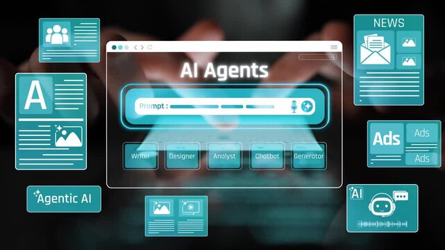 Visual Representation of AI Agents with Interactive Features and Digital Graphics for Various User Applications in Modern Technology Sigmoid