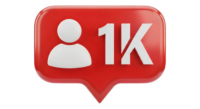 Social media follower count icon with 1K