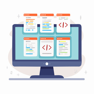 Computer screen displaying multiple code windows
