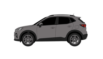 Obraz premium Gray SUV Car Vector Illustration, Isolated Transparent Background for Web and App Interface Design