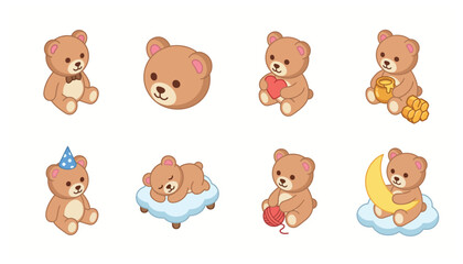 Naklejka premium Cute Brown Teddy Bears.