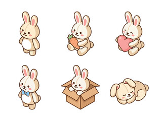 Fototapeta premium Cute cartoon bunnies playing.