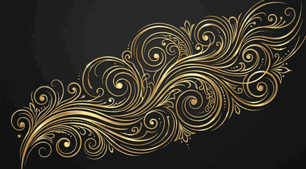 Fototapeta premium Golden ornate filigree swirls and flourishes