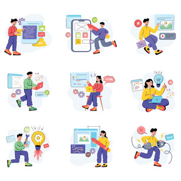 Web development vector illustration set 03
