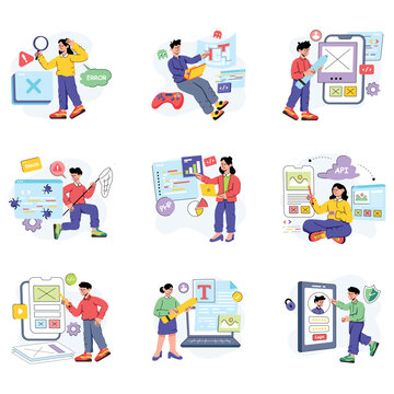 Web development vector illustration set 02