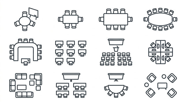 Various Classroom and Meeting Room Layout Diagrams