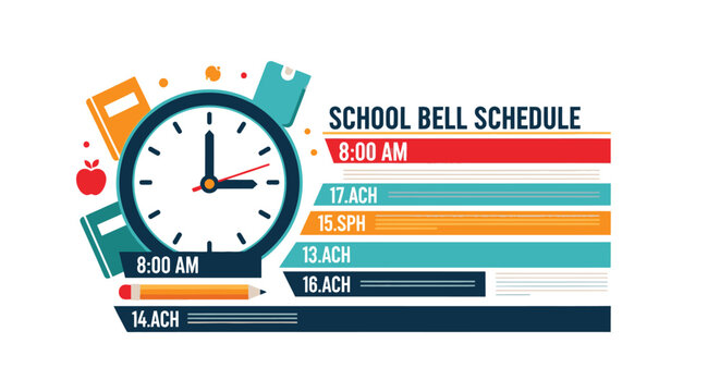 School Bell Schedule Clock Time Table.