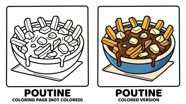Delicious Poutine Dish A Colorful Illustration of Canadian Cuisine.