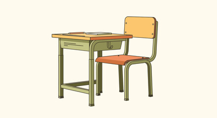 Fototapeta premium Vintage School Desk and Chair Set.