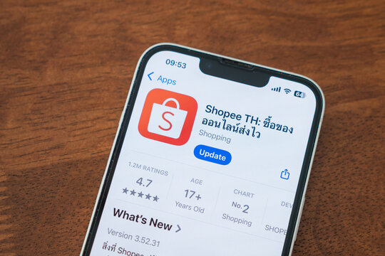 Chachoengsao, Thailand - Nov 28, 2025: Smartphone displaying the Shopee TH online shopping app interface