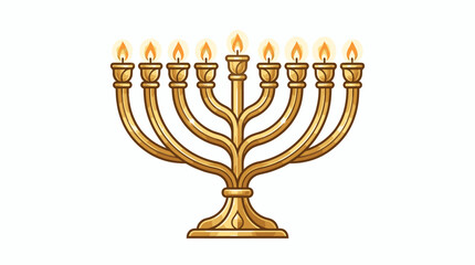 Fototapeta premium Golden Menorah with Nine Candles.