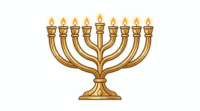 Golden Menorah with Nine Candles.