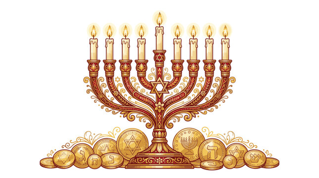 Traditional Jewish Menorah Hanukkah Candleholder.