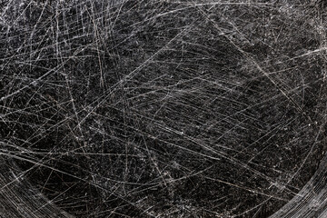 Fototapeta premium Heavy scratched black surface texture abstract background