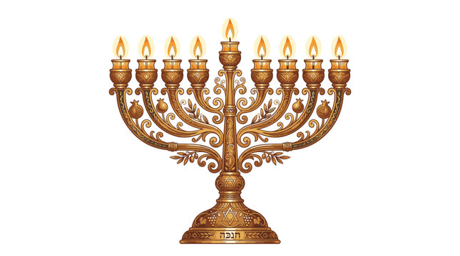 Traditional Jewish Menorah Hanukkah Candles.