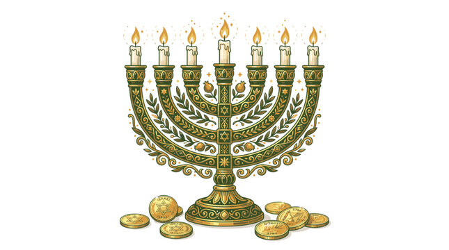 Traditional Jewish Menorah Hanukkah Candleholder.