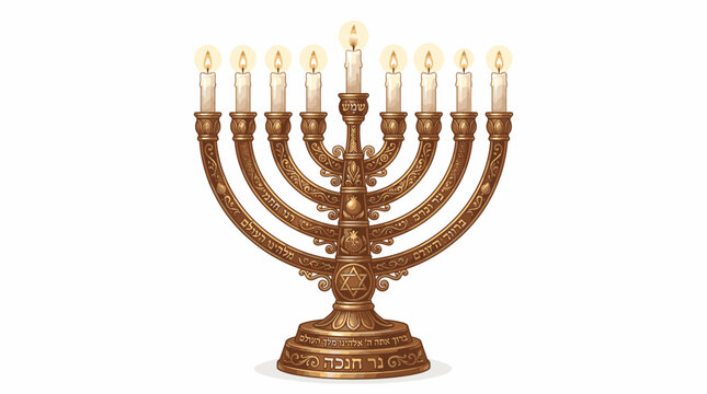 Traditional Jewish Menorah Hanukkah Candles.