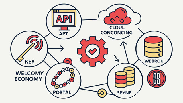 Cloud computing and api infrastructure ecosystem with computing, infrastructure
