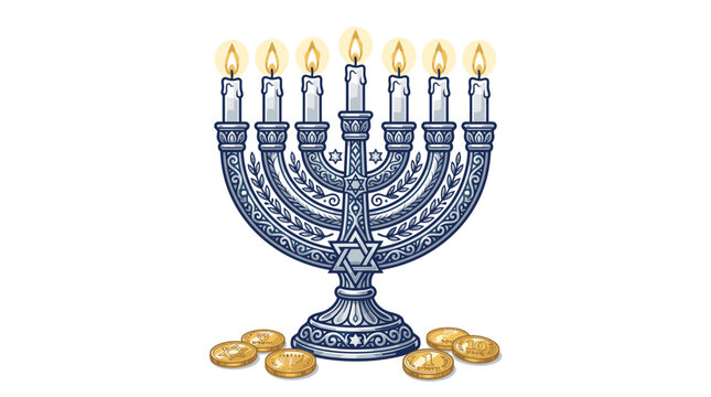 Traditional Jewish Menorah Hanukkah Candles.