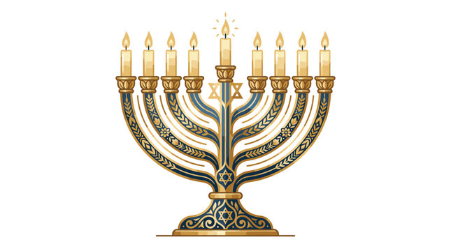 Traditional Jewish Menorah Hanukkah Candleholder.