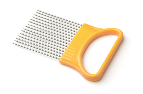Orange onion and vegetable cutting fork holder