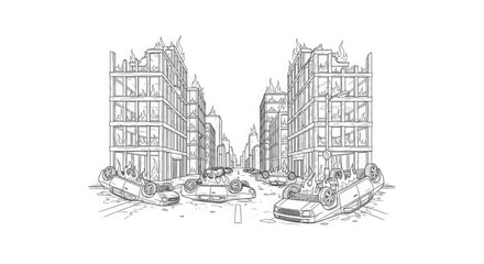 Fototapeta premium City Street with Modern Buildings.