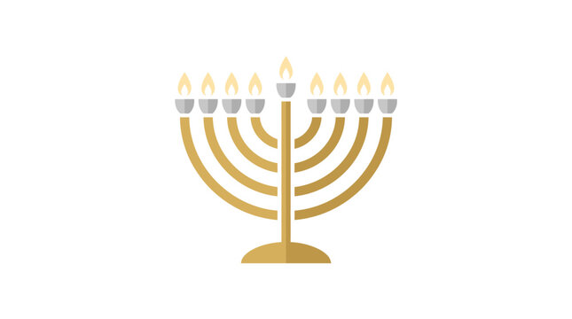 Golden Menorah with lit candles 4.