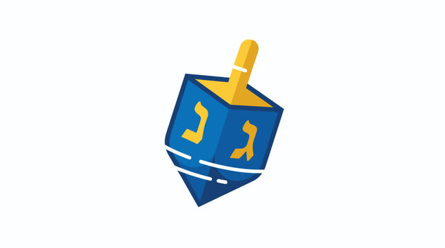 Blue and yellow dreidel spinning top.