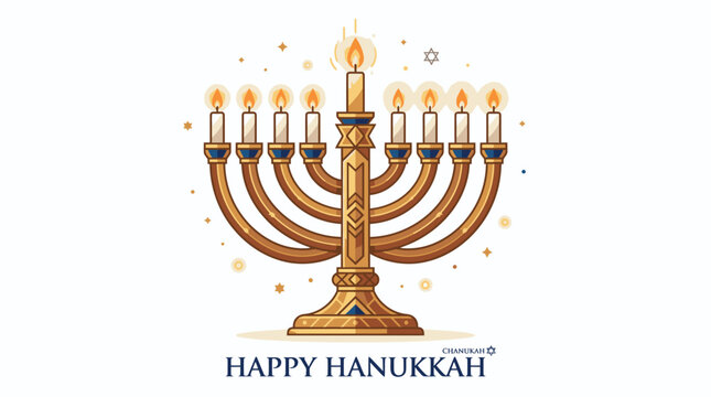 Traditional Jewish Hanukkah Menorah Candles.