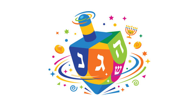 Colorful Dreidel With Hebrew Letters 12.