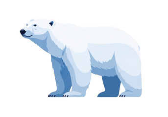 Fototapeta premium A simple pixel art illustration of a standing polar bear in a side profile view isolated on transparent background