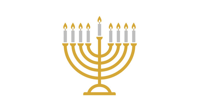 Golden Menorah with Lit Candles 10.