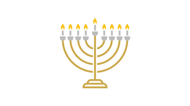 Golden Hanukkah Menorah with Candles 7.