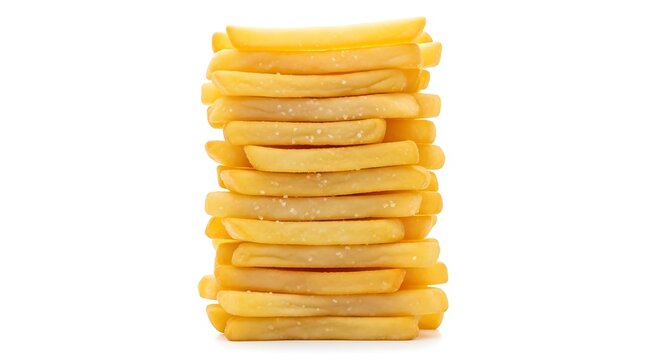Stack of Sliced Mangoes on White Background