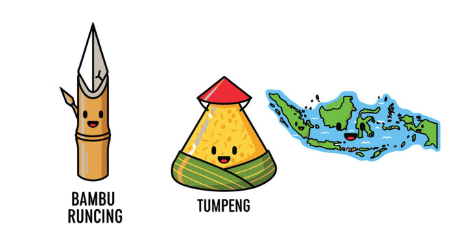 Bambu Runcing and Tumpeng Food.