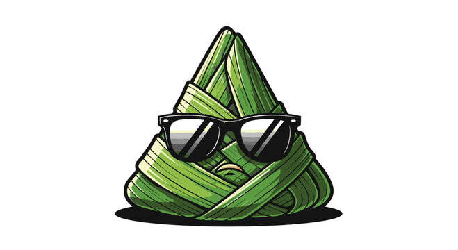 Cartoon green wrapped food with sunglasses.