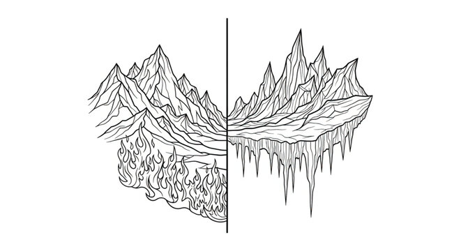 Mountain range with icy cliffs.