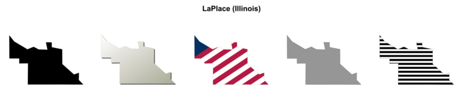 LaPlace (Illinois) blank outline map set