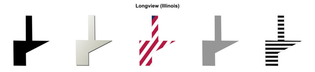 Obraz premium Longview (Illinois) blank outline map set