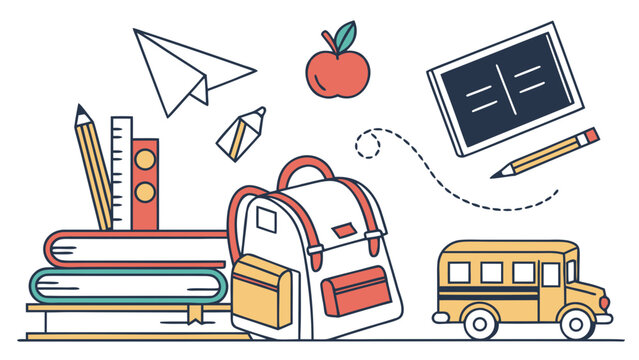 Back to school education supplies and classroom objects with education, supplies